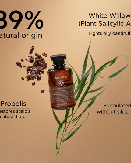 Apivita Oily Dandruff Shampoo, White Willow & Propolis 250ml