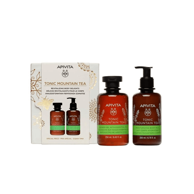 Apivita Tonic Mountain Tea Shower Gel & Body Milk Duo