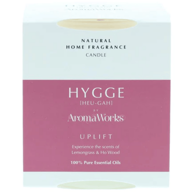 AromaWorks Hygge Candle Uplift Lemongrass and Ho wood 220gm