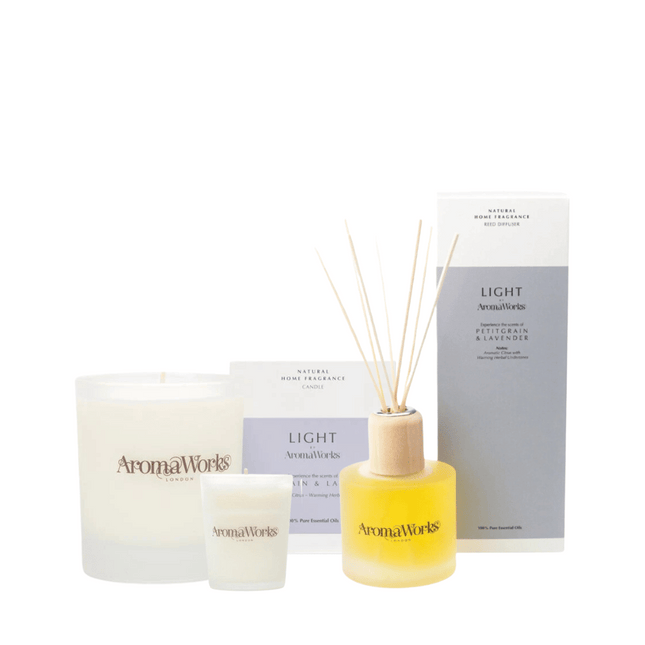 AromaWorks Light Range - Petitgrain & Lavender Bundle with Free Candle