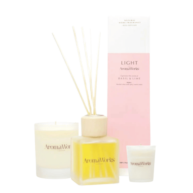 AromaWorks Light Range Basil & Lime Bundle with Free Candle