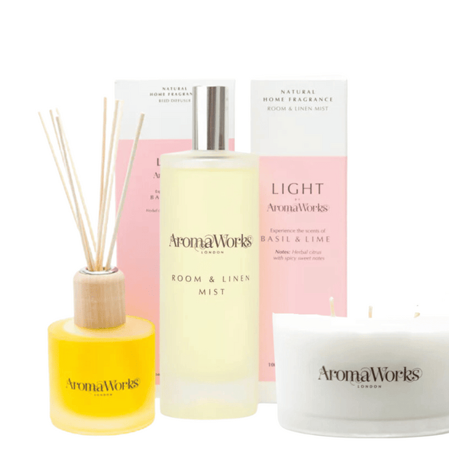 AromaWorks Light Range Basil & Lime Bundle with Free Room Mist