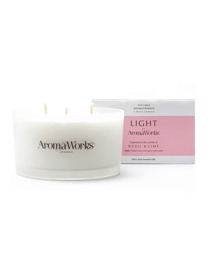AromaWorks Light Range Basil and Lime Candle 3-Wick Large