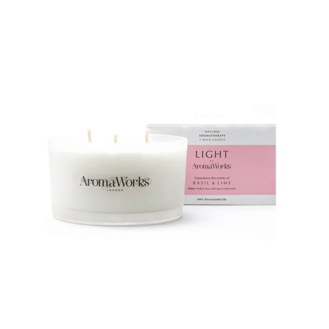AromaWorks Light Range Basil and Lime Candle 3-Wick Large