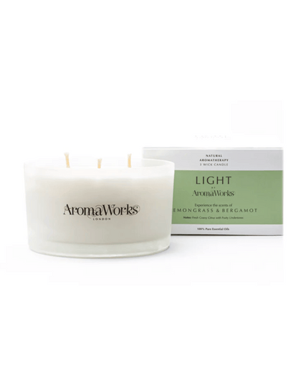AromaWorks Light Range Lemongrass and Bergamot Candle 3-Wick Large