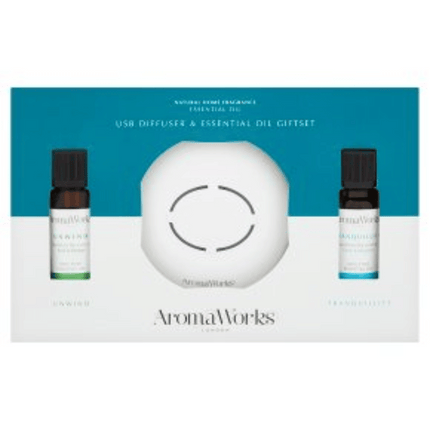 AromaWorks USB Aroma Diffuser with 2 x 10mls Essential Oils ( Worth €36)