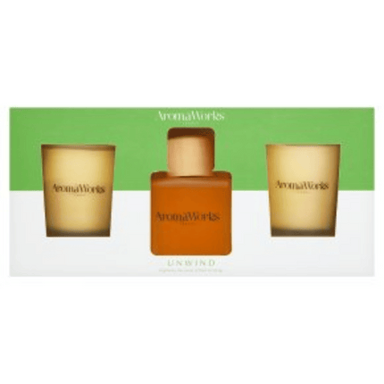 Aromaworks UNWIND Gift Set( Basil & Orange) 2x10cl Candle &100ml Reed Diffuser