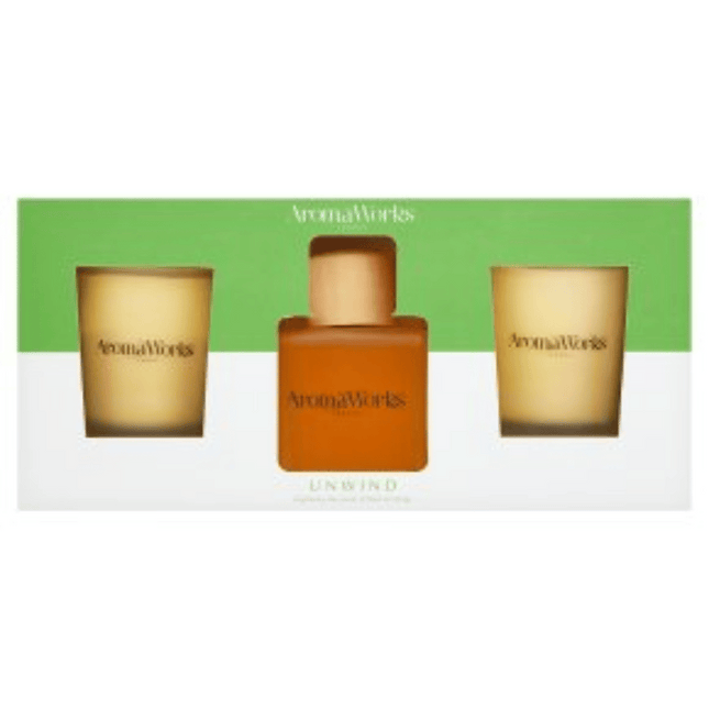 Aromaworks UNWIND Gift Set( Basil & Orange) 2x10cl Candle &100ml Reed Diffuser