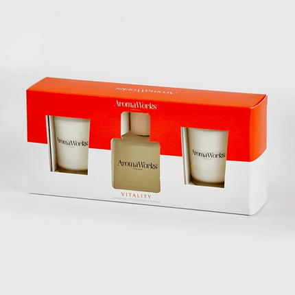 Aromaworks VITALITY Gift Set(Lemongrass & Galbanum 2x10cl Candle &100ml Reed Diffuser