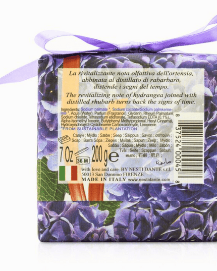 Nesti Dante "Gli Officinali "Hydrangea & Rhubarb Soap 200g Back