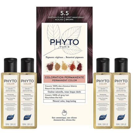 Phyto Color Permanent Color  5.5 Mahogany Light Chestnut Bundle