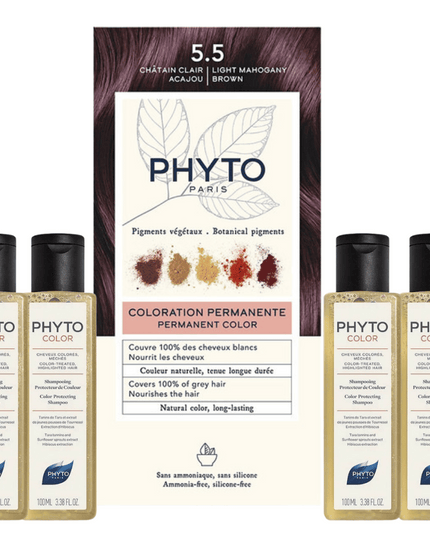 Phyto Color Permanent Color  5.5 Mahogany Light Chestnut Bundle