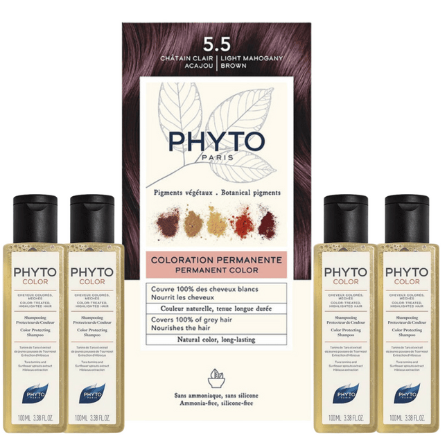 Phyto Color Permanent Color  5.5 Mahogany Light Chestnut Bundle
