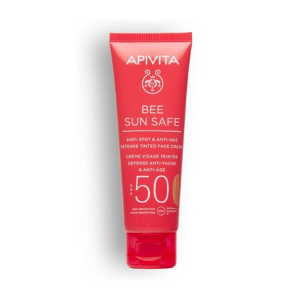 Apivita Bee Sun Anti-Spot & Anti-Age Defense Tinted Face Cream SPF50-Golden Tint