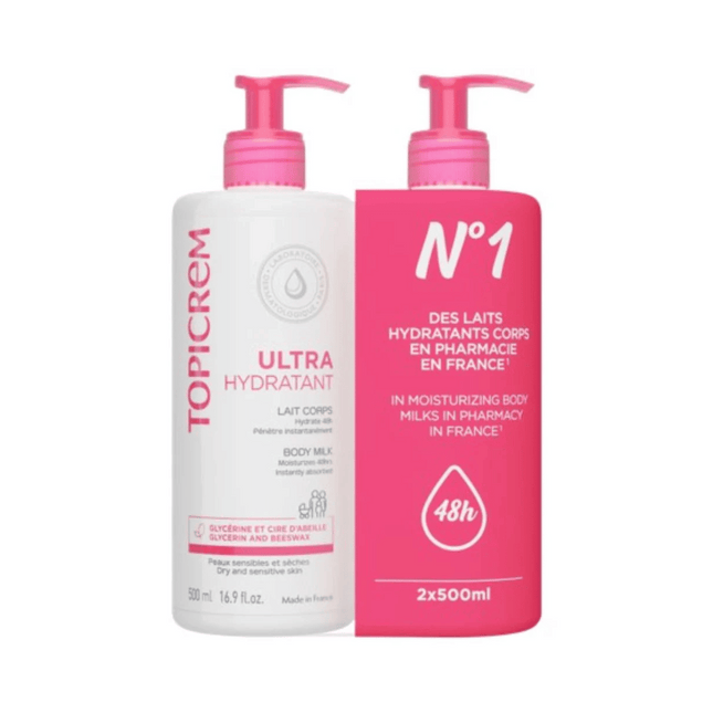 Topicrem Ultra-Moisturizing Body Milk - 2x500ml Duo Pack