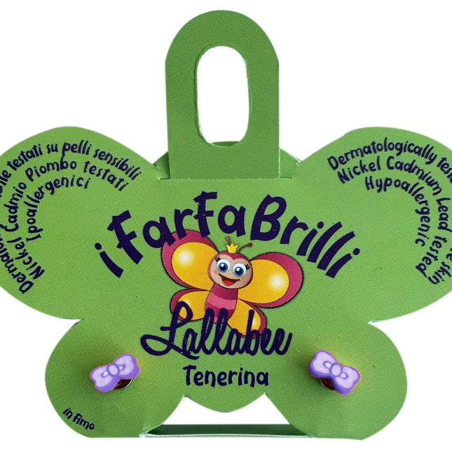 LALLABEE- Farfabrilli Earrings for children (Tenerina)PURPLE BOWCosmetics Online IE