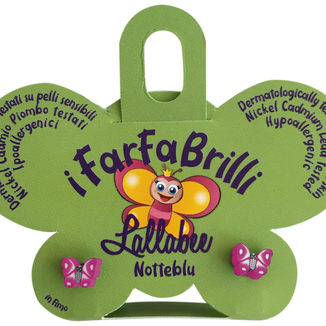 LALLABEE- Farfabrilli Earrings for children (Notteblu) PINK BUTTERFLYCosmetics Online IE